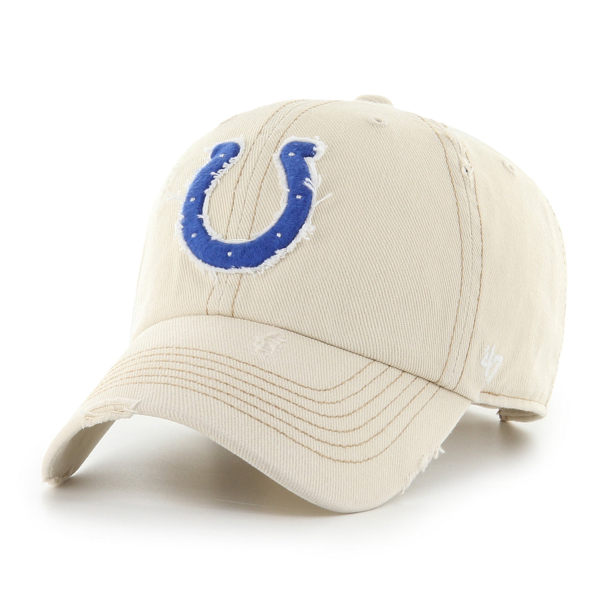 Pictured is this NFL Weathered Indianapolis Colts ’47 CLEAN UP cap in beige. 1
