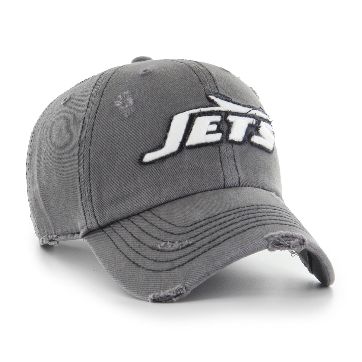 Pictured is this NFL Weathered New York Jets ’47 CLEAN UP cap in grey. 1