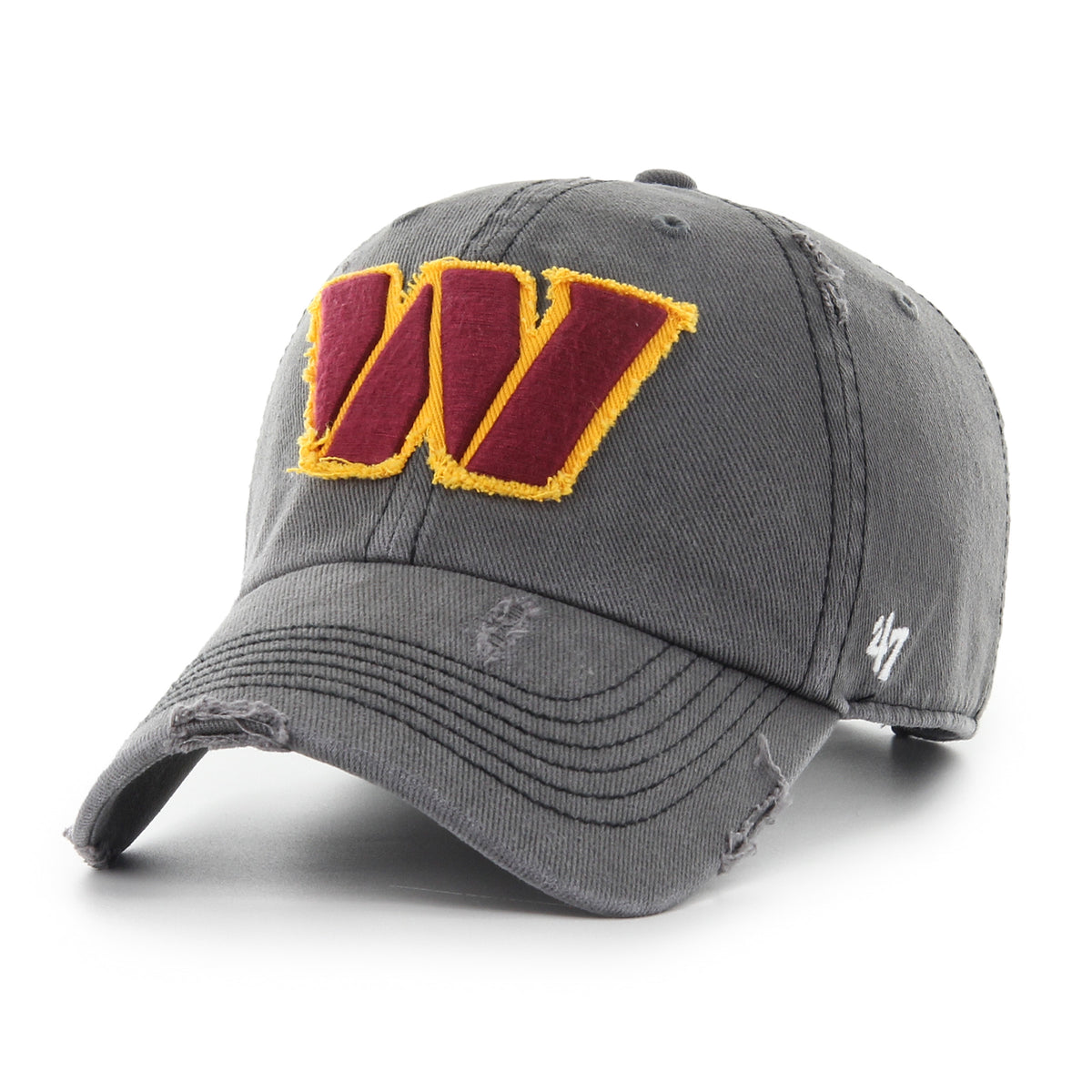 Pictured is this NFL Weathered Washington Commanders ’47 CLEAN UP cap in grey. 1