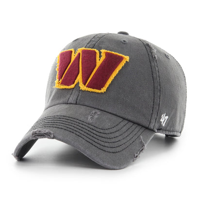 Pictured is this NFL Weathered Washington Commanders ’47 CLEAN UP cap in grey. 1