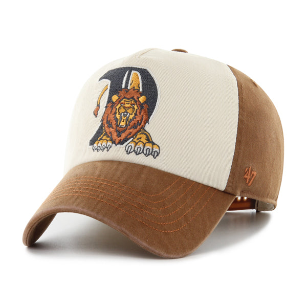 Pictured is this Les Deux X NFL Contrast Detroit Lions ’47 CLEAN UP PINCH FRONT cap in dark brown. 2