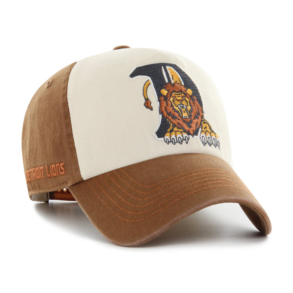 Pictured is this Les Deux X NFL Contrast Detroit Lions ’47 CLEAN UP PINCH FRONT cap in dark brown. 1