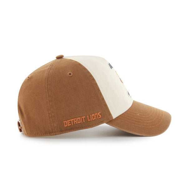 Pictured is this Les Deux X NFL Contrast Detroit Lions ’47 CLEAN UP PINCH FRONT cap in dark brown. 3