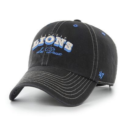 Pictured is this Les Deux X NFL Contrast Stitch Detroit Lions ’47 CLEAN UP cap in black. 2