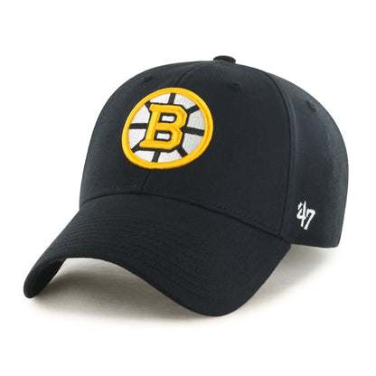 Pictured is this NHL Boston Bruins Legend '47 MVP cap in black. 1