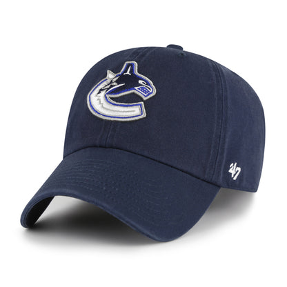 Pictured is this NHL Vancouver Canucks ’47 CLEAN UP cap in navy. 1