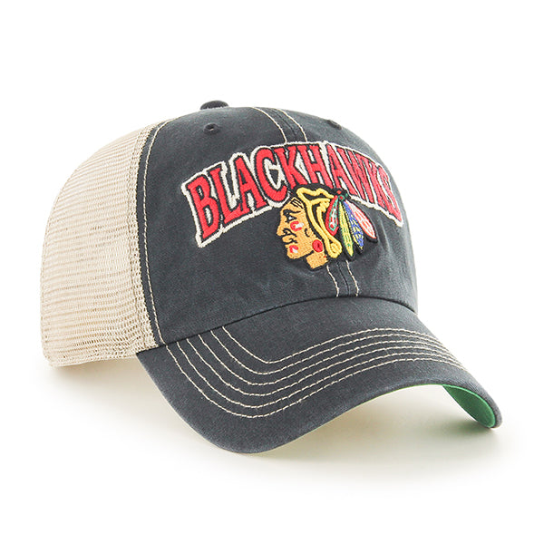 Pictured is this NHL Chicago Blackhawks Tuscaloosa '47 CLEAN UP cap in black. 2