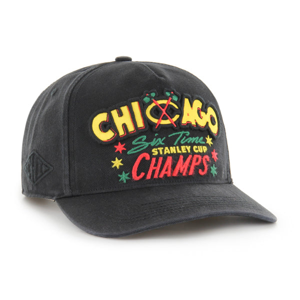 Pictured is this NHL Chicago Blackhawks Charlton '47 HITCH cap in black. 1