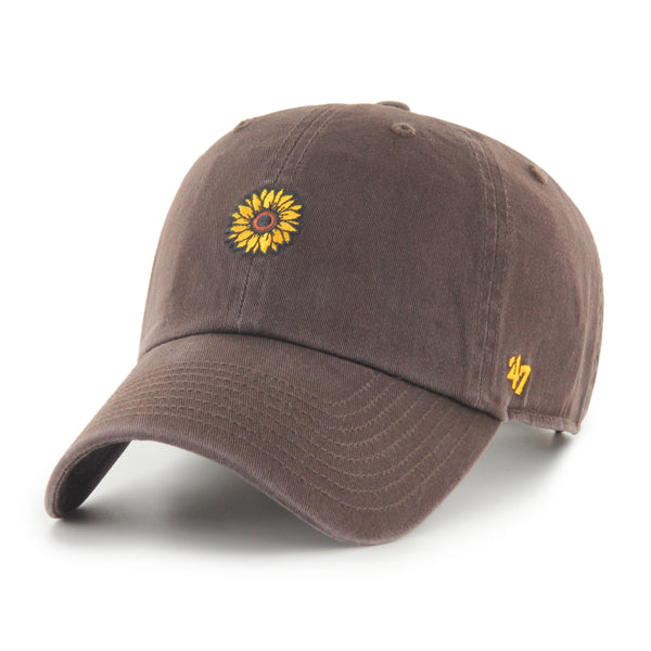 Pictured is this Sunflower Icon Base Runner '47 CLEAN UP cap in brown. 1