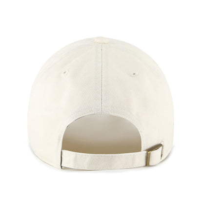 Pictured is this Strawberry Icon Base Runner '47 CLEAN UP cap in natural. 2