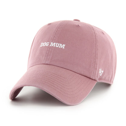 Pictured is this Dog Mum Phrase Base Runner '47 CLEAN UP cap in pink. 1